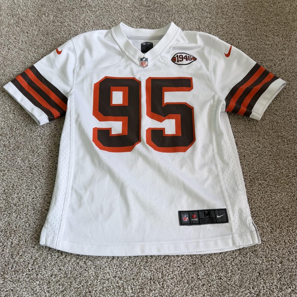 Cleveland Browns Jersey Boys Medium White NFL Football Nike Myles Garrett 95
